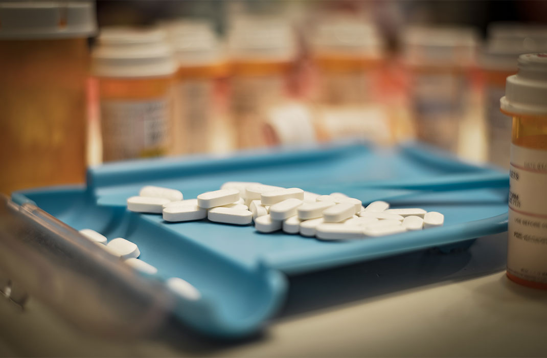 Pills in a counting tray.