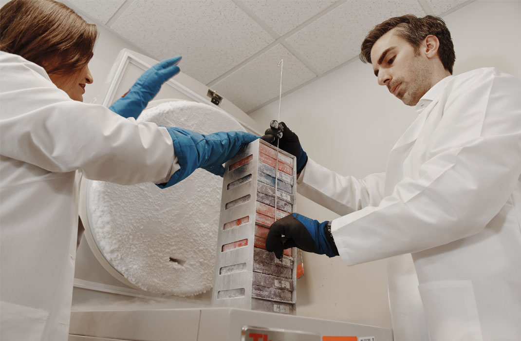 Dr. Maus and Dr. Mark Leick in the lab.