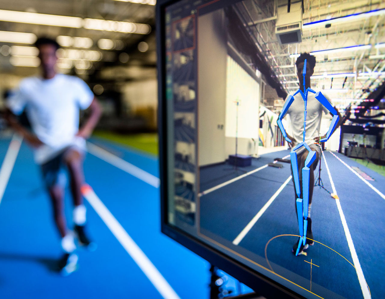 male athelete undergoing performance testing on track